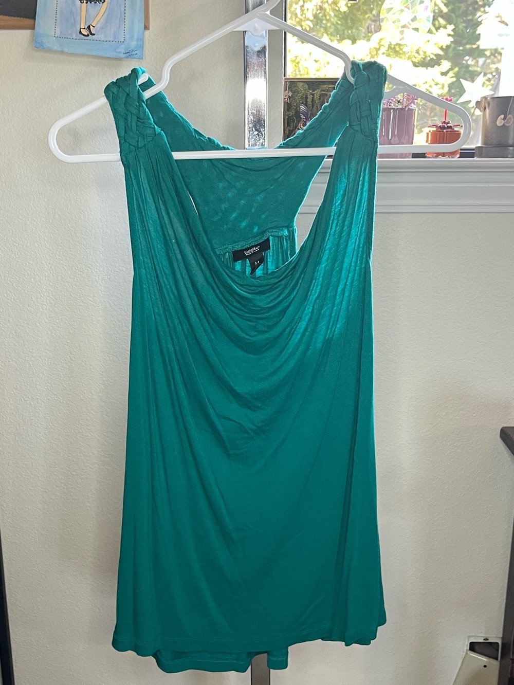 Teal cowl neck tank top